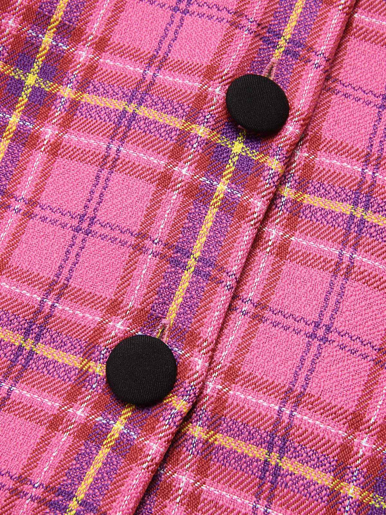 [Pre-Sale] Pink 1950s Woven Plaids Long Sleeve Coat