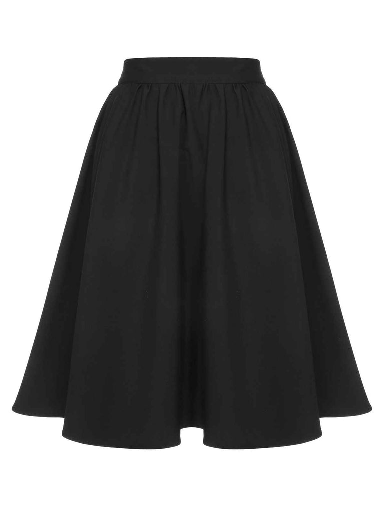 [Pre-Sale] Black 1950s Solid Buttoned Skirt