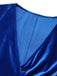 Dark Blue 1960s V-Neck Pleated Velvet Dress