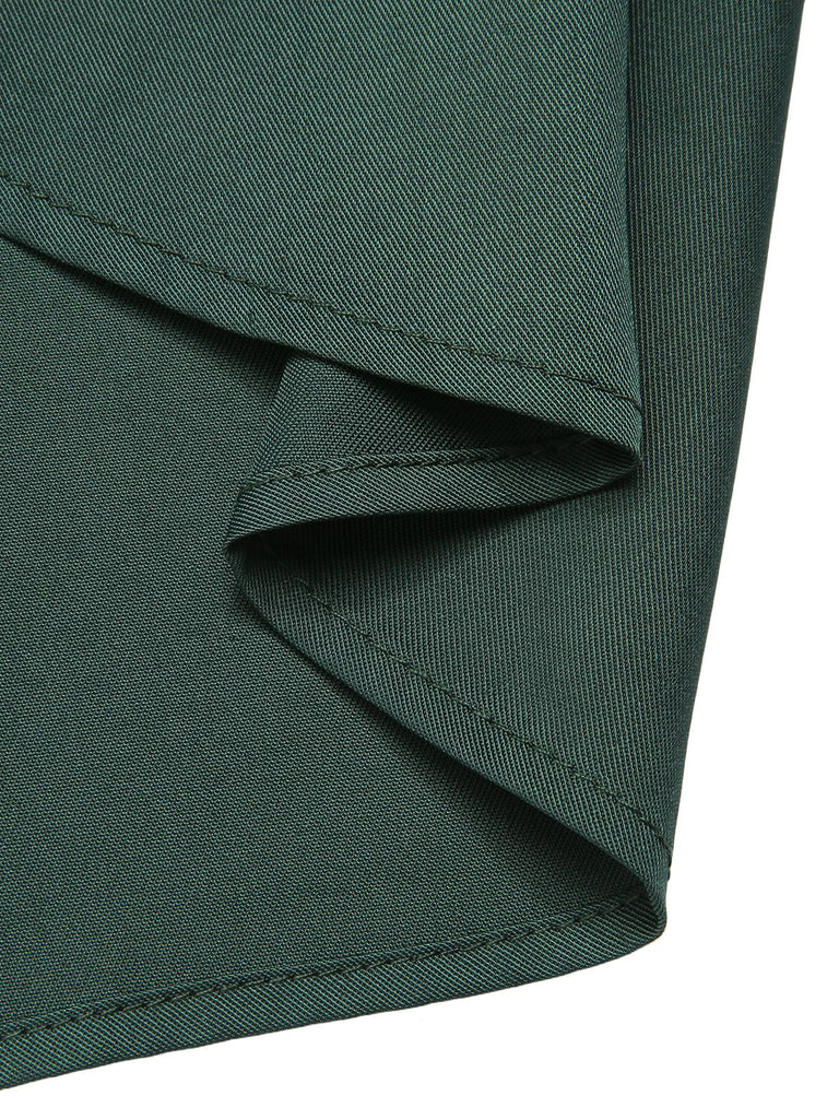 [Pre-Sale] Green 1950s Solid Bow Square Collar Dress – Retro Stage ...
