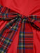 Red 1950s Christmas Plaids Off-Shoulder Dress