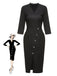 Black 1960s Lace Trim Neckline Pencil Dress