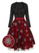 Black&Red 1950s Christmas Snowflake Mesh Dress