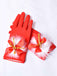 Red Christmas Bow Plush Bell Gloves