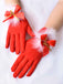 Red Christmas Bow Plush Bell Gloves