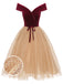[Pre-Sale] Burgundy 1950s Velvet Mesh Polka Dot Dress