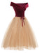[Pre-Sale] Burgundy 1950s Velvet Mesh Polka Dot Dress