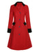 Red & Black 1950s Lapel Button Pocket Coat
