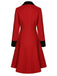 Red & Black 1950s Lapel Button Pocket Coat