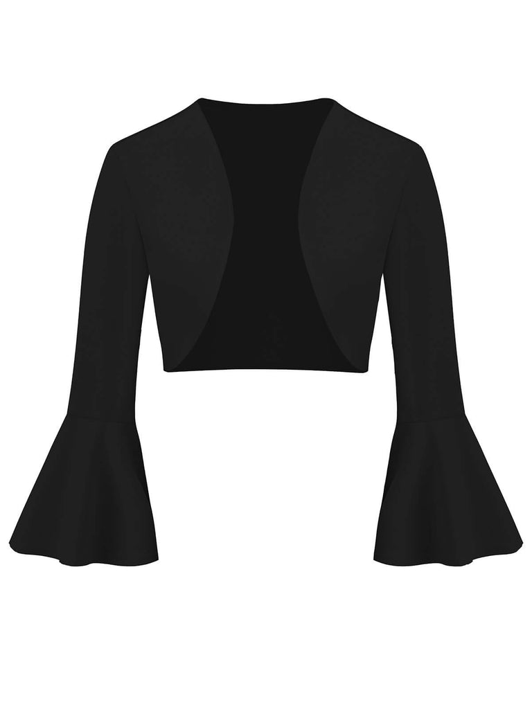 1950s Solid Christmas Trumpet Sleeved Jacket