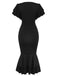 Black 1930s V-Neck Blood Handprint Fishtail Dress