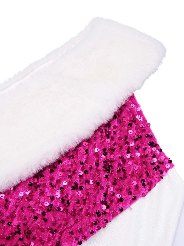 Pink 1960s Candy Cane One-Shoulder Dress