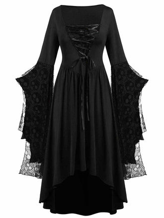 1950s Halloween Lace Patchwork Witch Dress