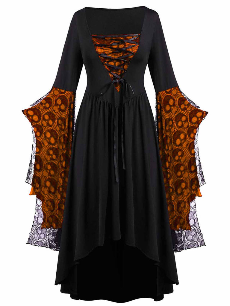 1950s Halloween Lace Patchwork Witch Dress