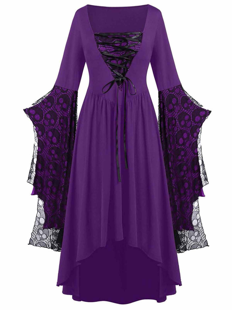 1950s Halloween Lace Patchwork Witch Dress
