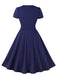 [Plus Size] Dark Blue 1950s Keyhole Swing Dress