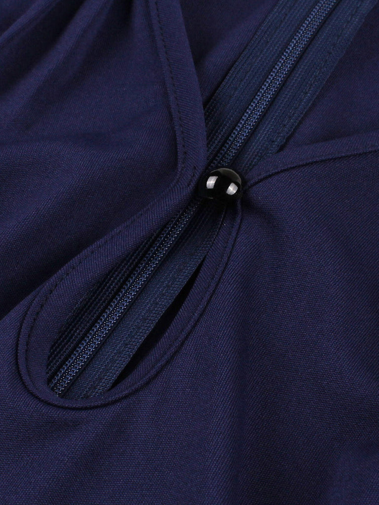 [Plus Size] Dark Blue 1950s Keyhole Swing Dress