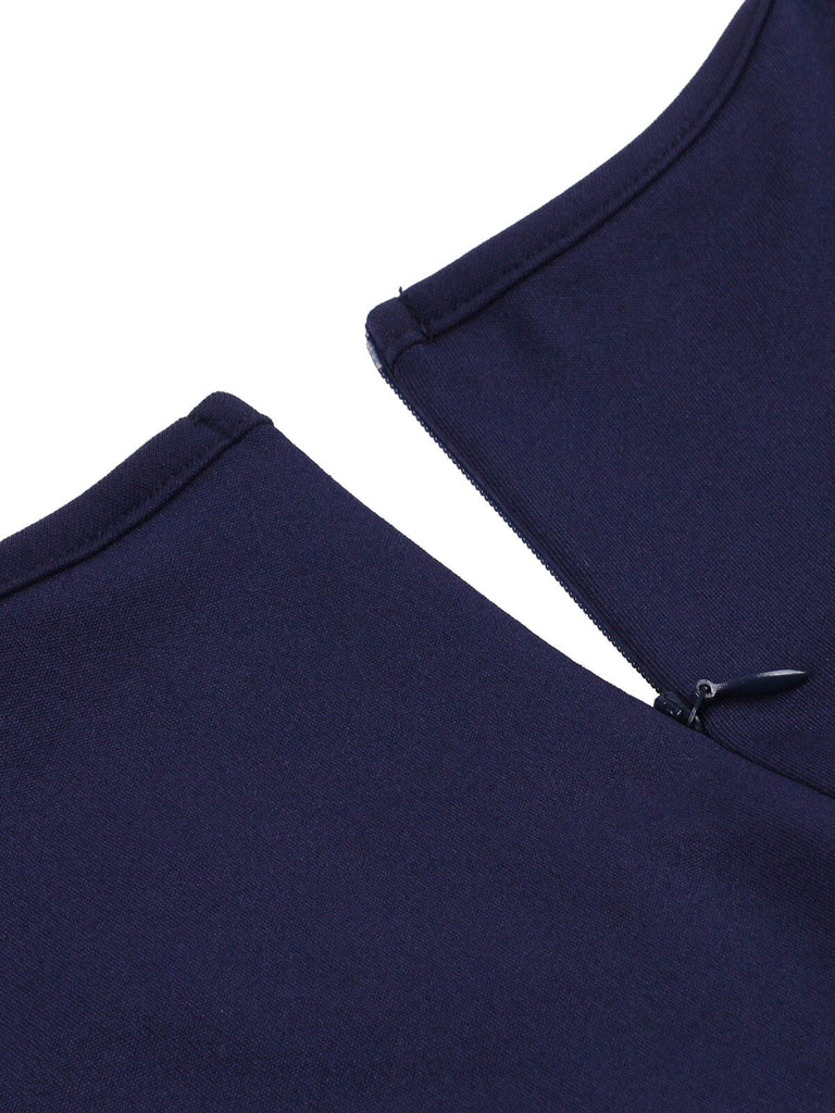 [Plus Size] Dark Blue 1950s Keyhole Swing Dress