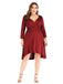 [Plus Size] 1960s Solid Pleated Long Sleeved Dress
