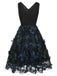 Black 1950s V-Neck 3D Butterfly Mesh Dress