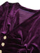 Purple 1940s Solid Velvet Buttons Dress