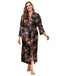 [Plus Size] Black 1930s V-Neck Floral Pajama Jacket