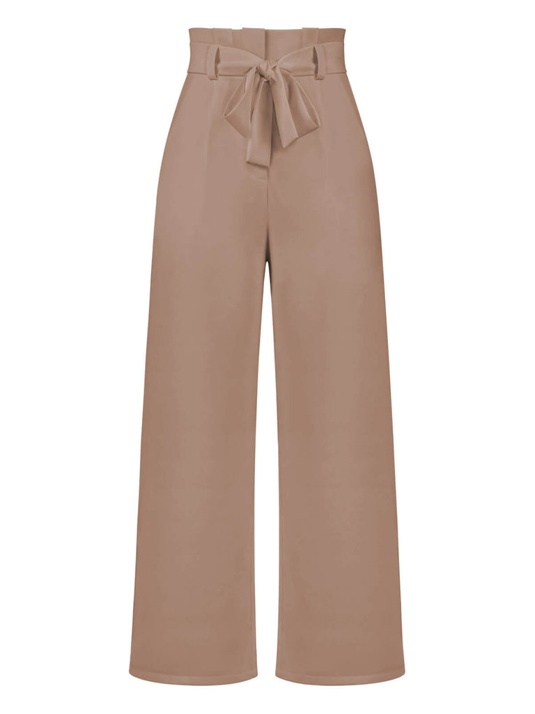 1950s Solid Hight Waist Wideleg Pants