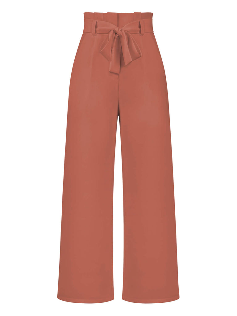 1950s Solid Hight Waist Wideleg Pants