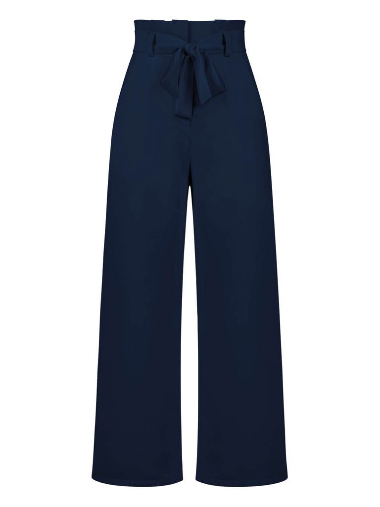1950s Solid Hight Waist Wideleg Pants