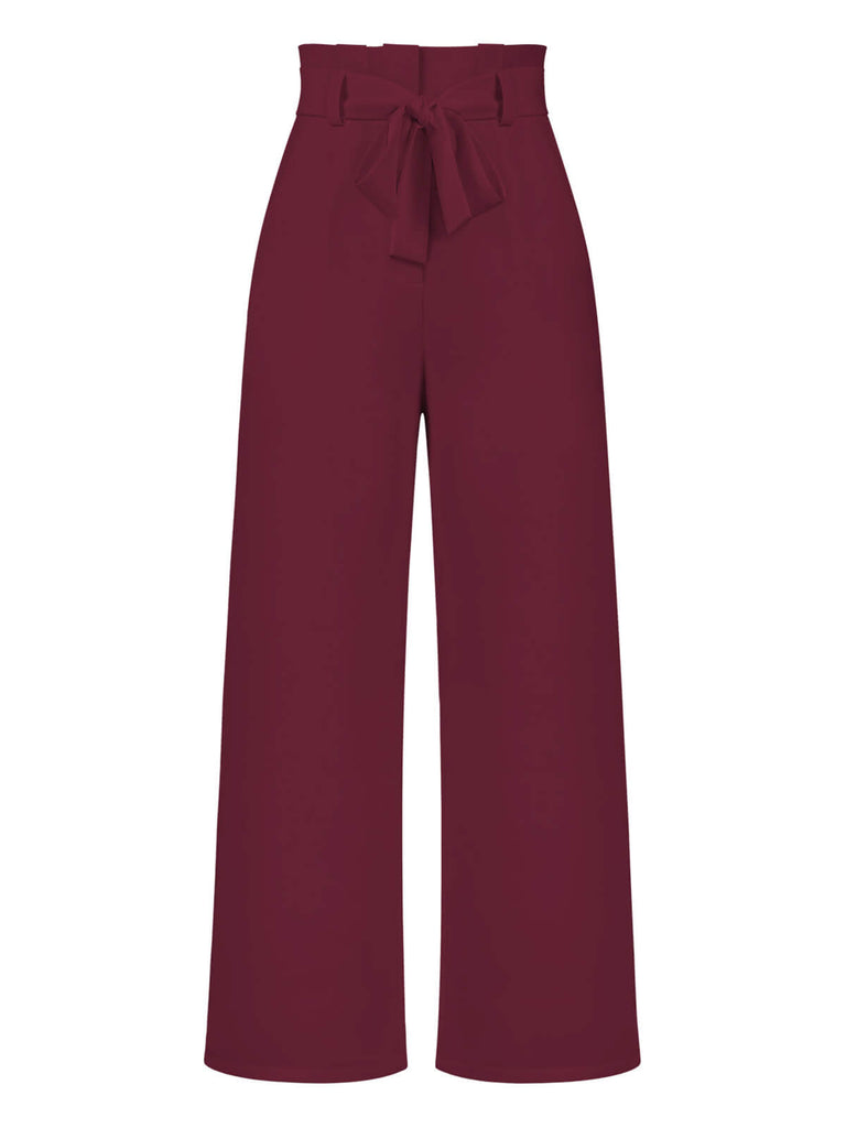 1950s Solid Hight Waist Wideleg Pants