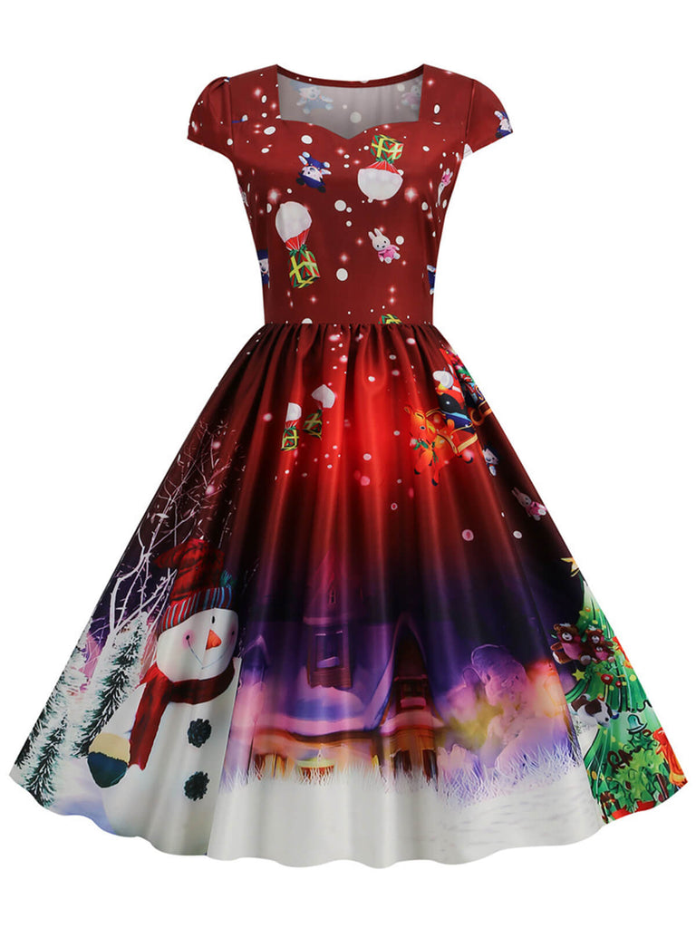 1950s Christmas Sweetheart Neckline Dress