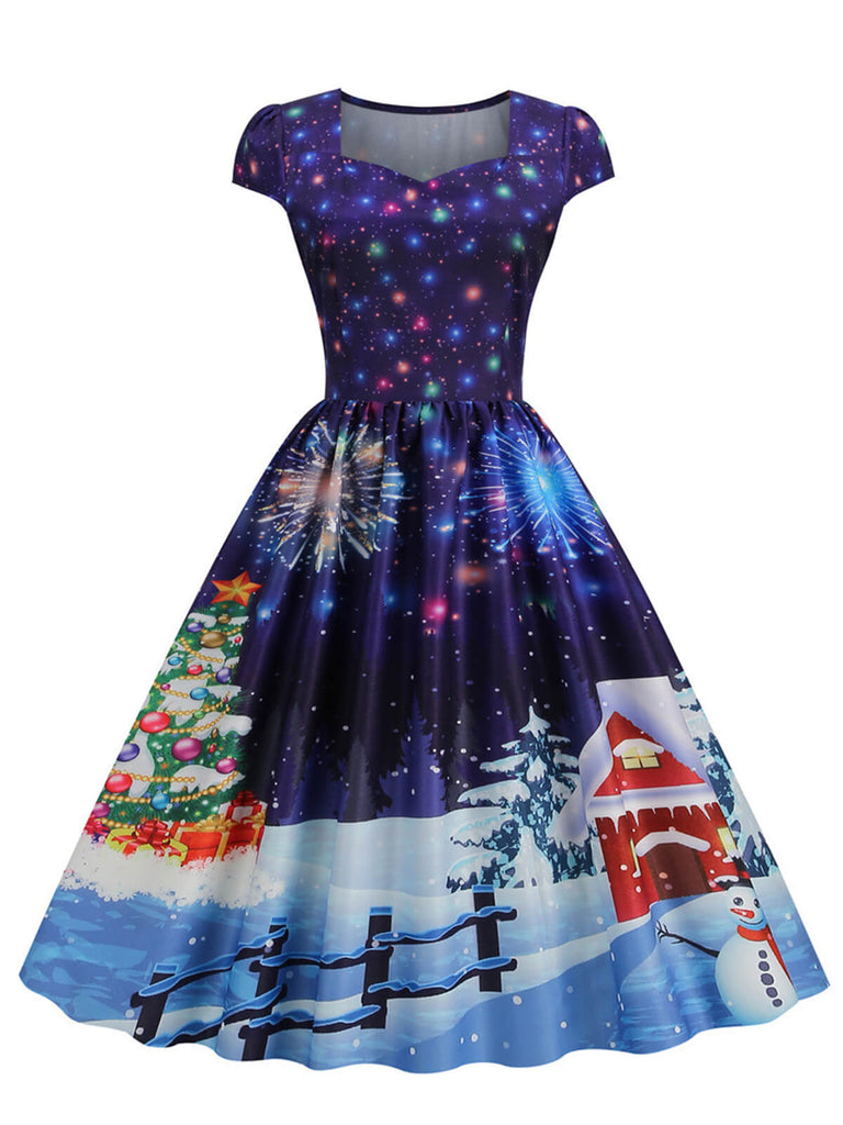 1950s Christmas Sweetheart Neckline Dress