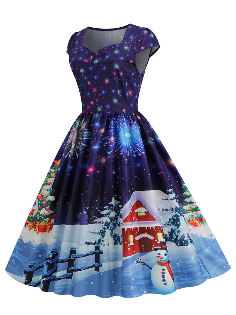 1950s Christmas Sweetheart Neckline Dress