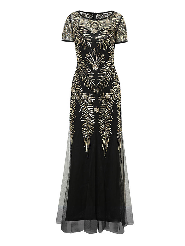 1920s Sequins Beading Mesh Formal Dress
