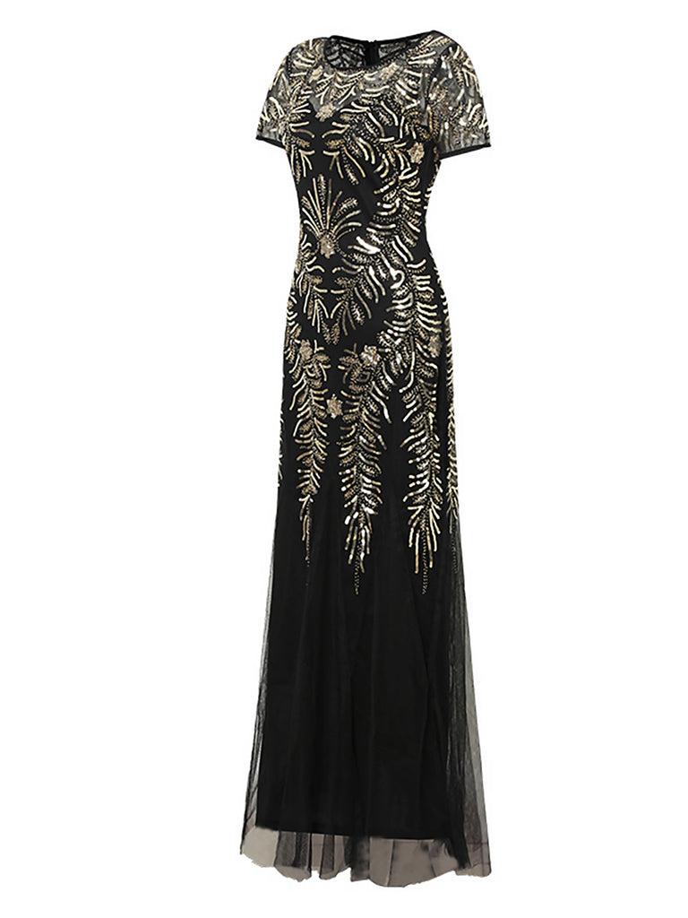 1920s Sequins Beading Mesh Formal Dress