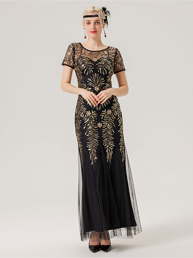 1920s Sequins Beading Mesh Formal Dress