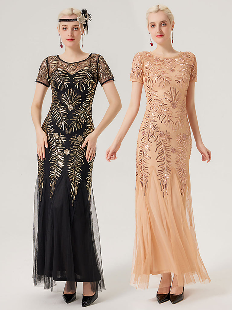 1920s Sequins Beading Mesh Formal Dress
