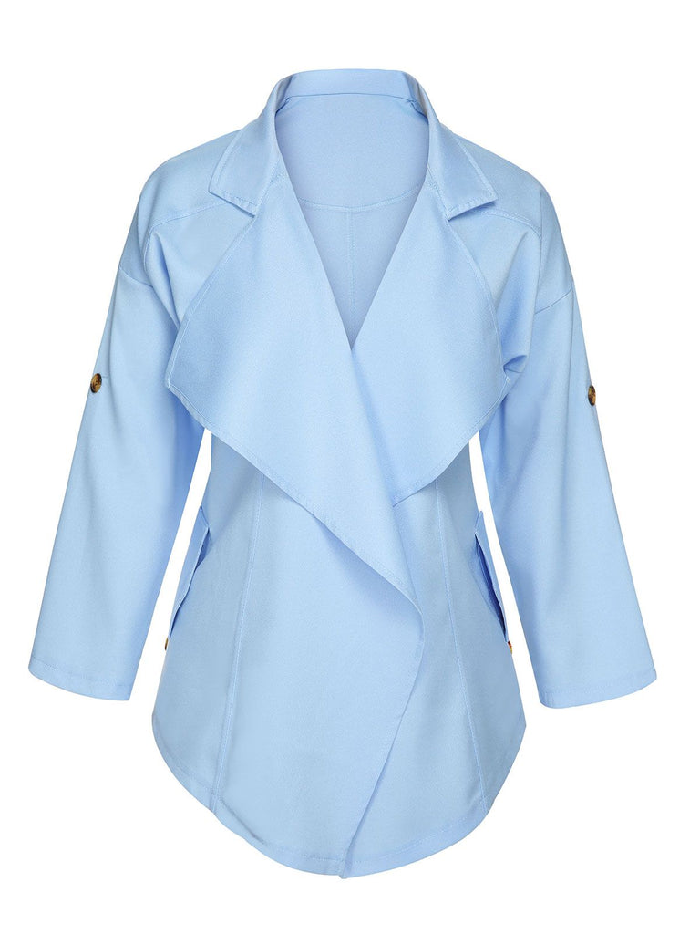 Light Blue 1950s Irregular Suit Collar Jacket