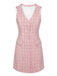 [Pre-Sale] Pink 1940s V-Neck Plaids Pocketed Vest Dress