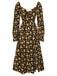 Black & Yellow 1930s Floral French Maxi Dress