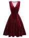 [Pre-Sale] Red 1950s Velvet Polka Dot Lined Bow Dress