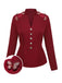 Red 1940s Stand Collar Butterflies Blouse