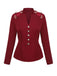 Red 1940s Stand Collar Butterflies Blouse