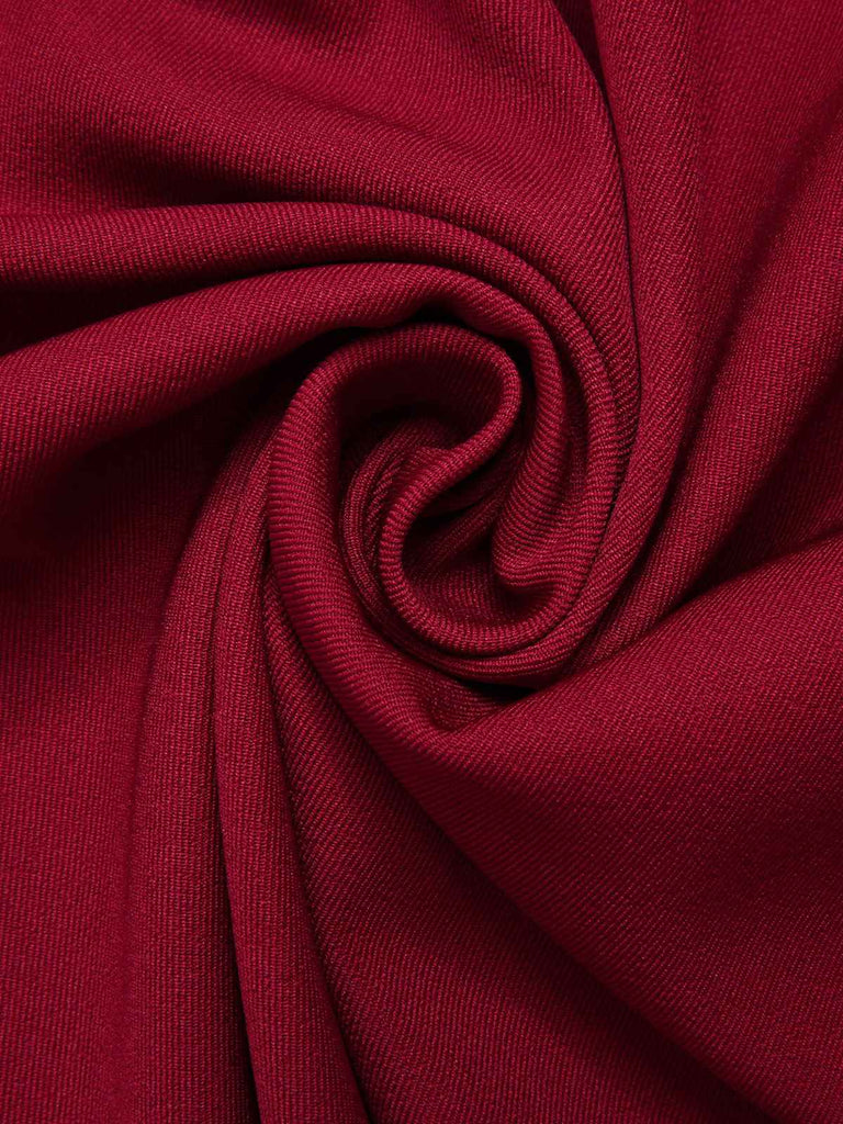 Red 1940s Buttoned Solid Skirt