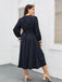 [Plus Size] Blue 1930s V-Neck Lantern Sleeve Dress