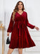[Pre-Sale][Plus Size] Wine Red 1950s V-Neck Glitter Velvet Dress
