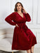 [Pre-Sale][Plus Size] Wine Red 1950s V-Neck Glitter Velvet Dress