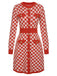 Red 1940s Argyle Check Knitted Pencil Dress