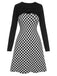 Black 1940s Contrast Plaid Patchwork Dress
