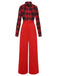 Red 1930s Christmas Plaid Jumpsuit